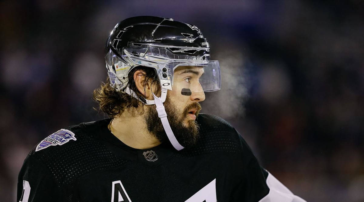 Close Up Look Of Drew Doughty Looking To The Left During Game Wallpaper