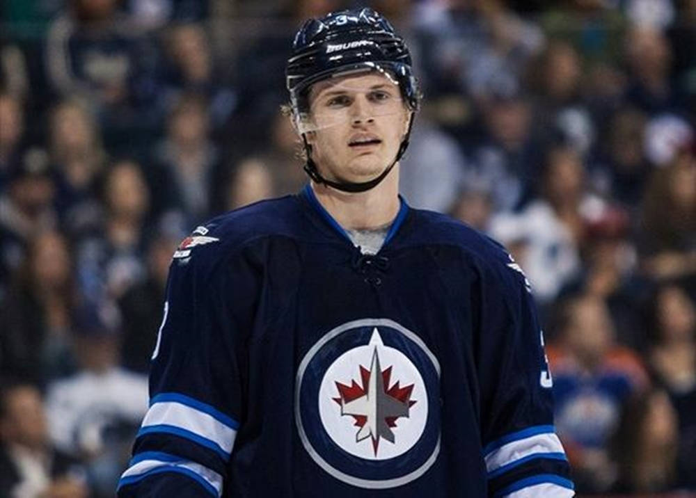 Close Up Look Of Jacob Trouba Showing Irate Expression Wallpaper