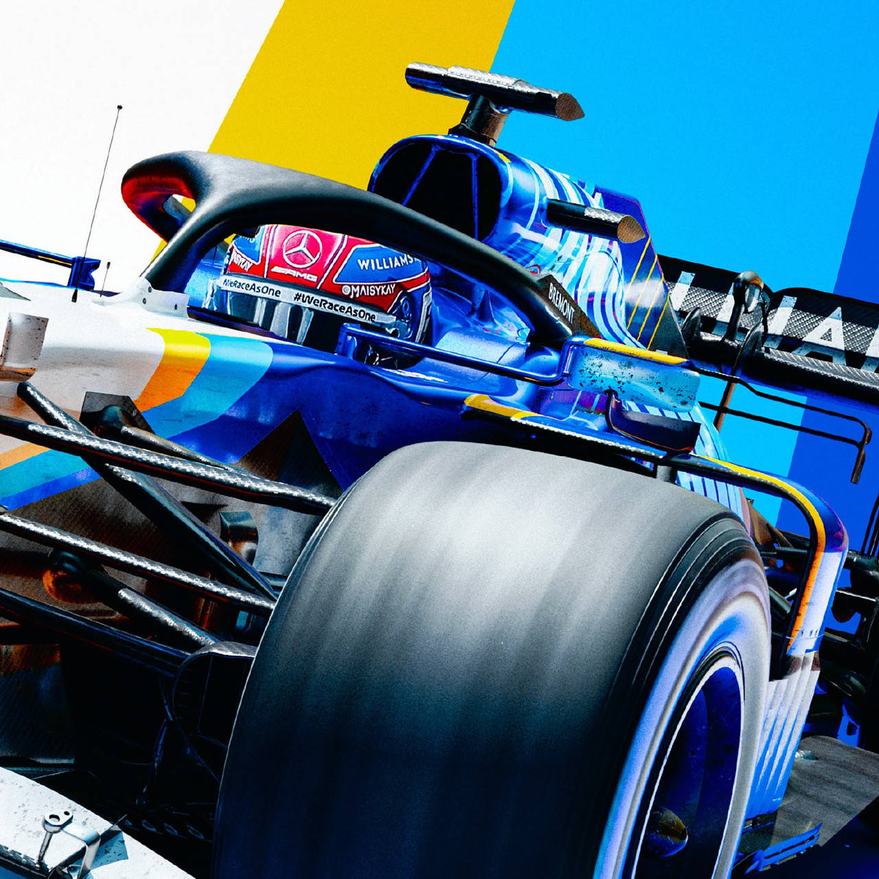 Close-up of a blue Williams racing car Wallpaper
