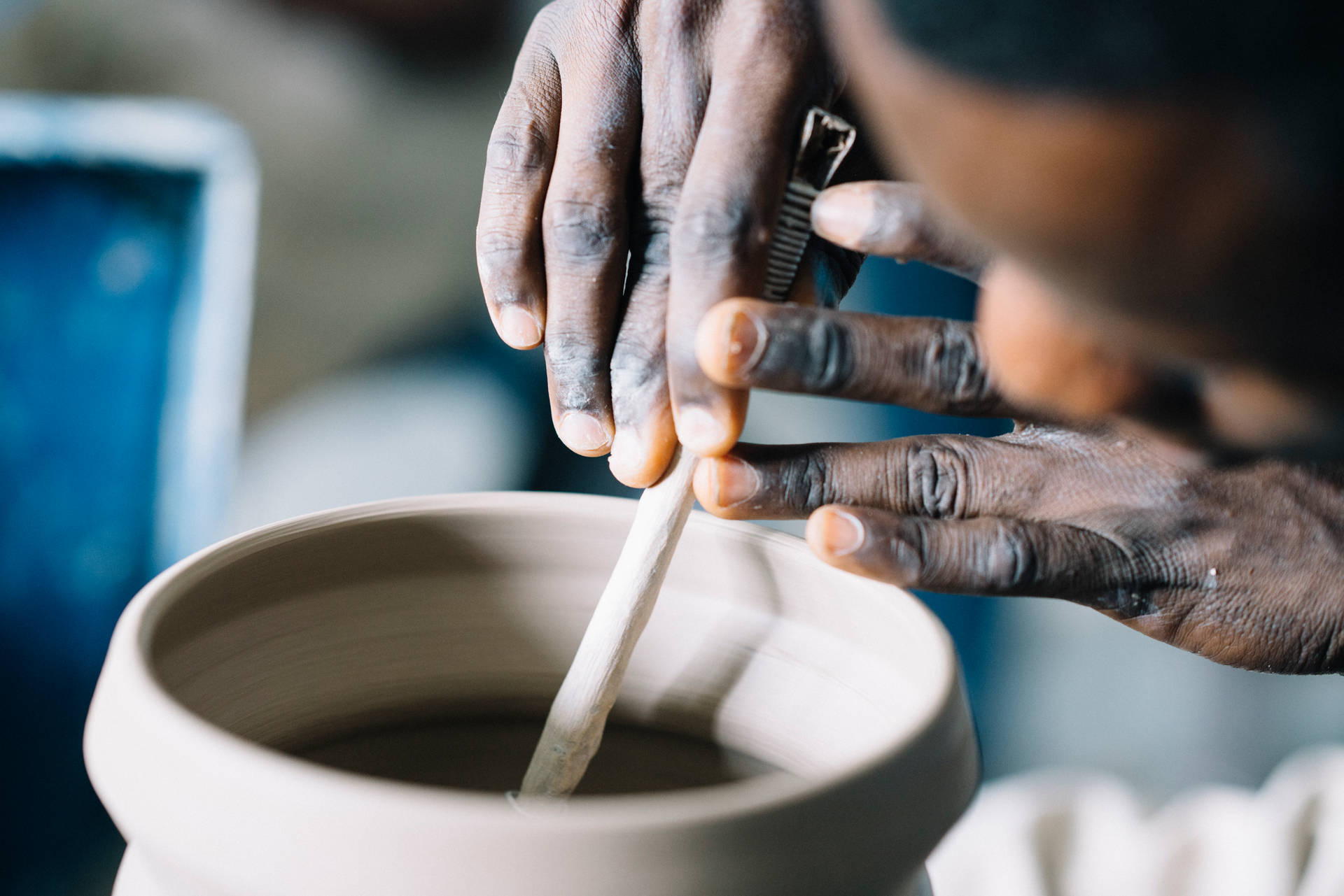 Close-up Of Hands Doing Pottery In Sierra Leone