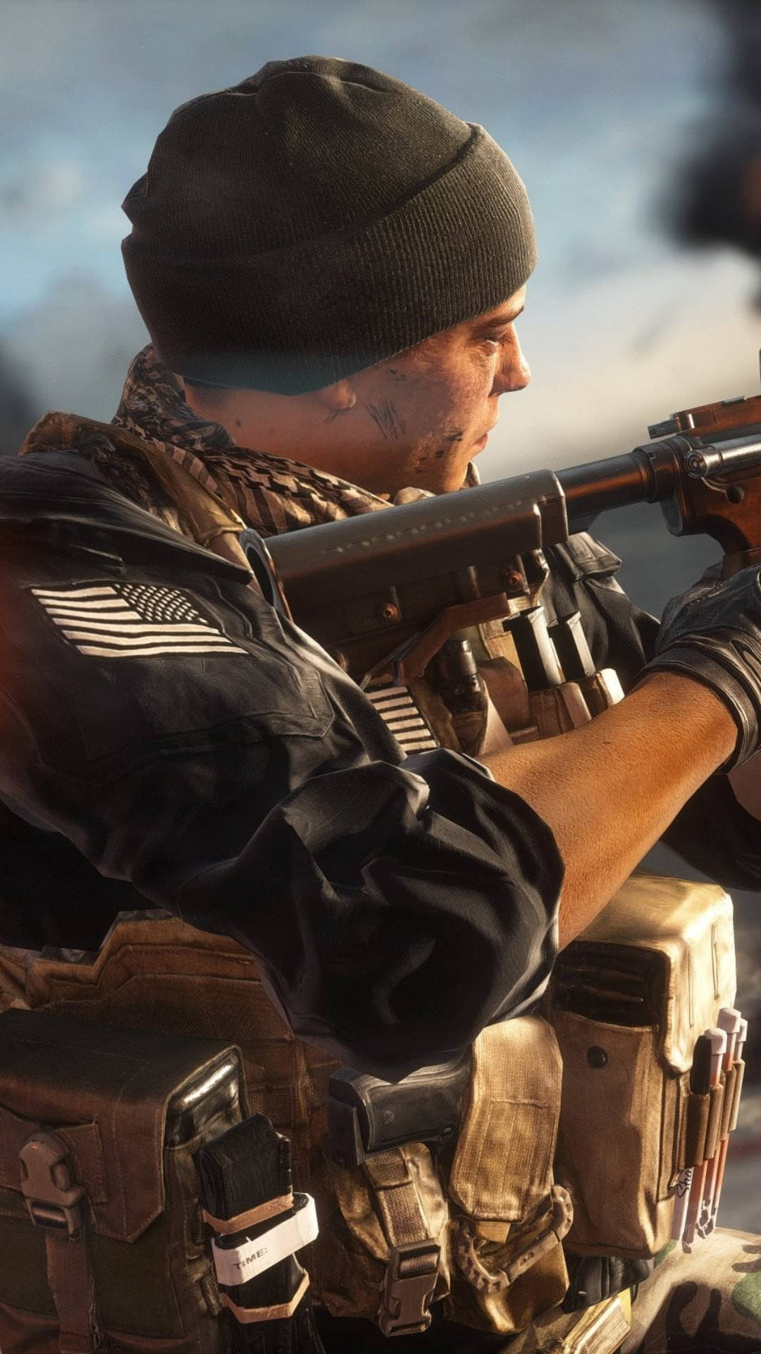 Papelde Parede Do Battlefield 4 Com Close-up De Soldado Em Um Celular. Papel de Parede