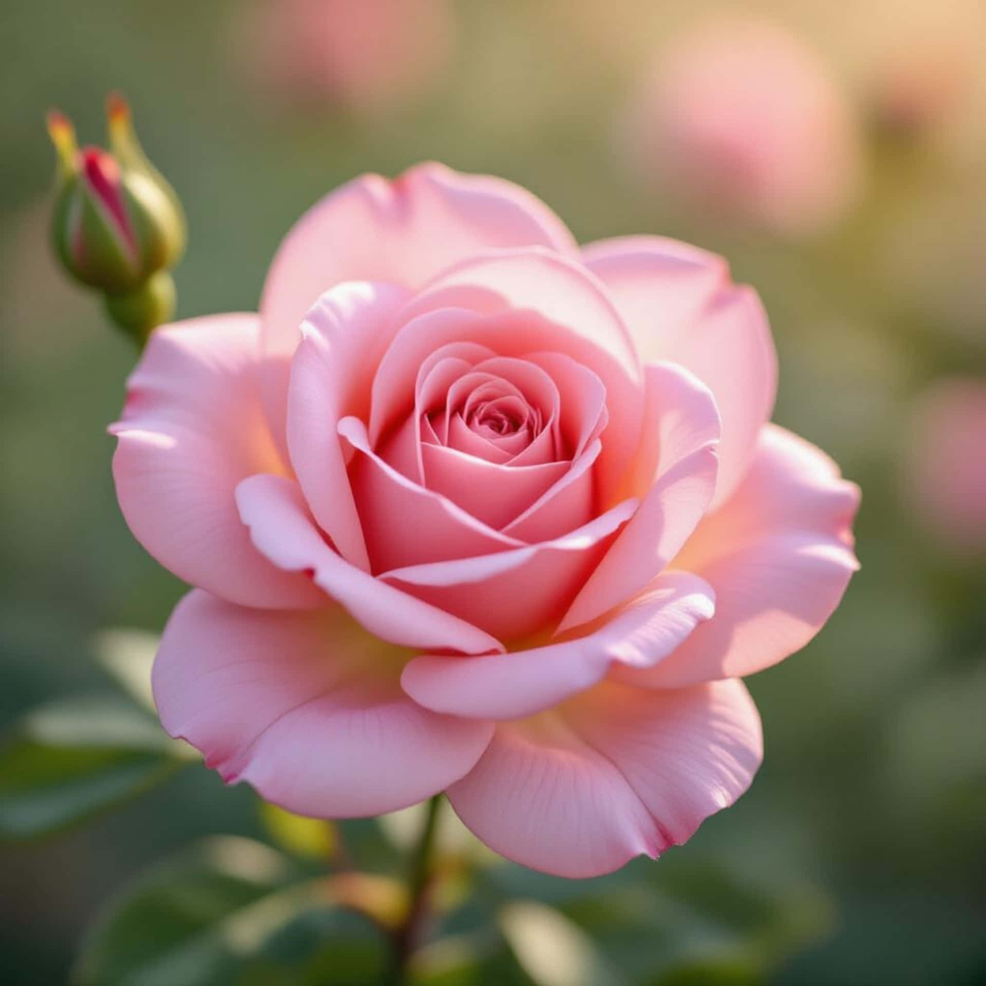 Close-up Photo Of A Light Pink Rose On Bokeh Background. Wallpaper