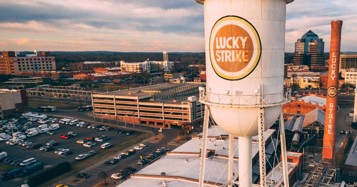 Close-up Photo Of Lucky Strike Tower In Durham Nc Wallpaper