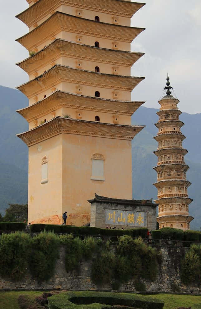 Close-Up Photo Of Three Pagodas Wallpaper
