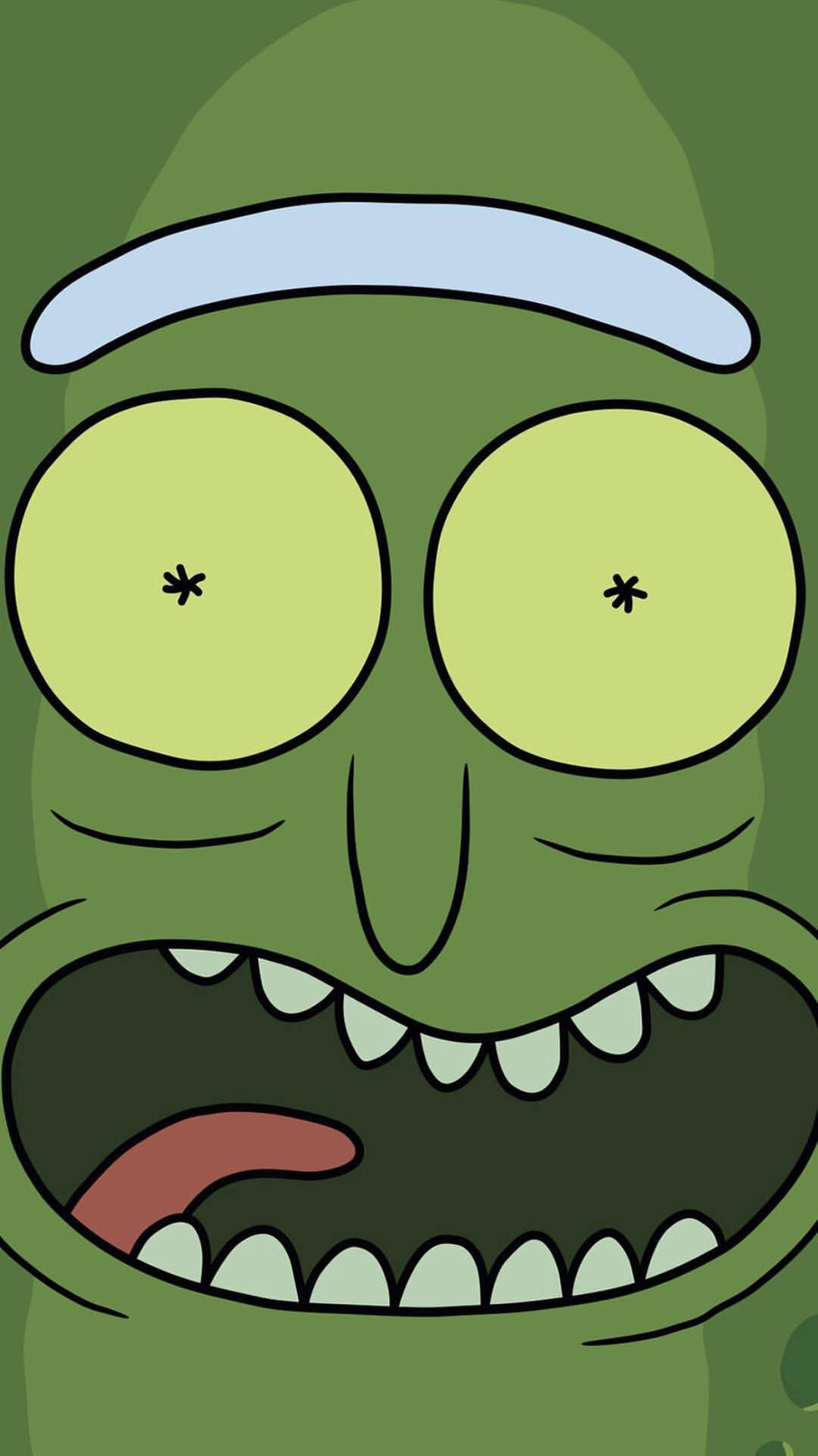 Närbildav Pickle Rick-ansikte Som Skrivbordsunderlägg Eller Mobilbakgrund. Wallpaper