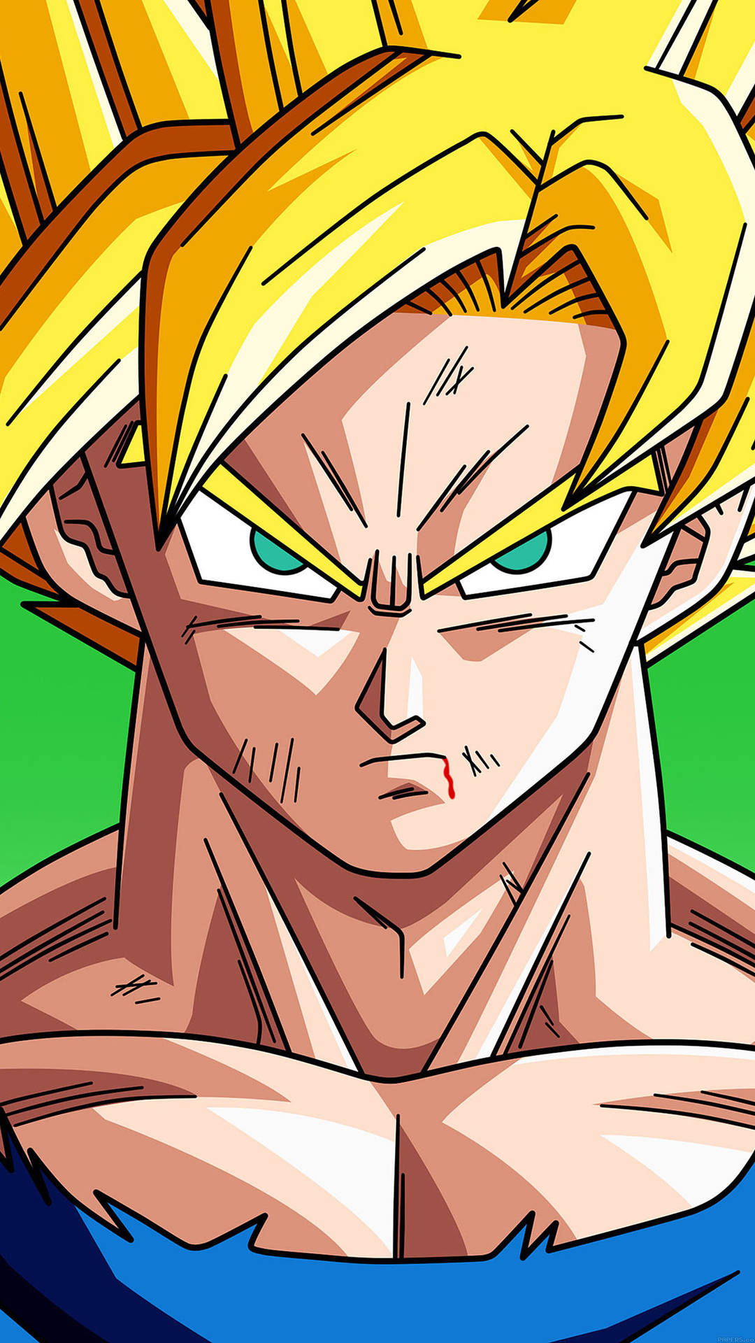 Primerplano Retrato Saiyan Son Goku Iphone. Fondo de pantalla