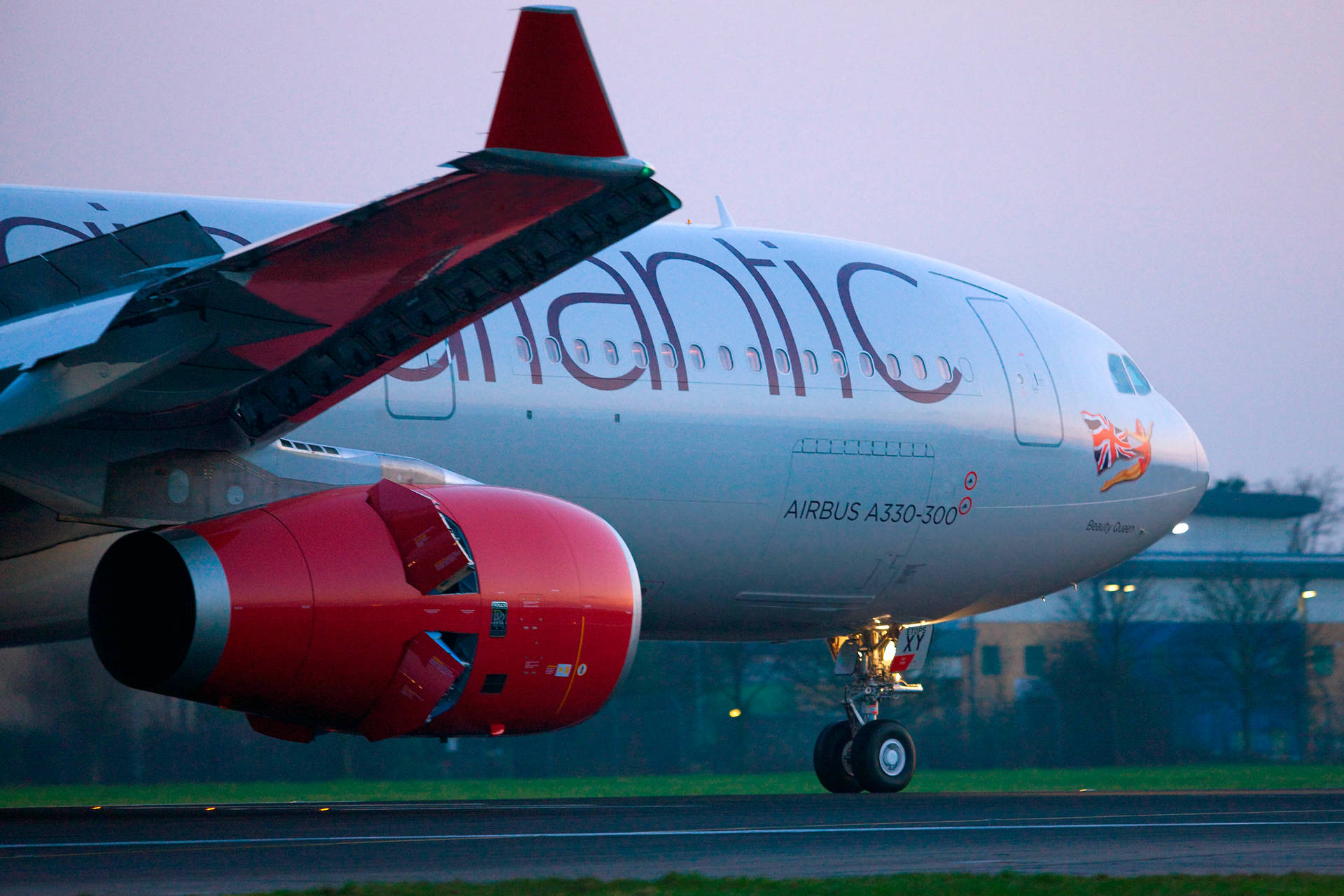 Närbildpå Virgin Atlantic-flygplan. Wallpaper