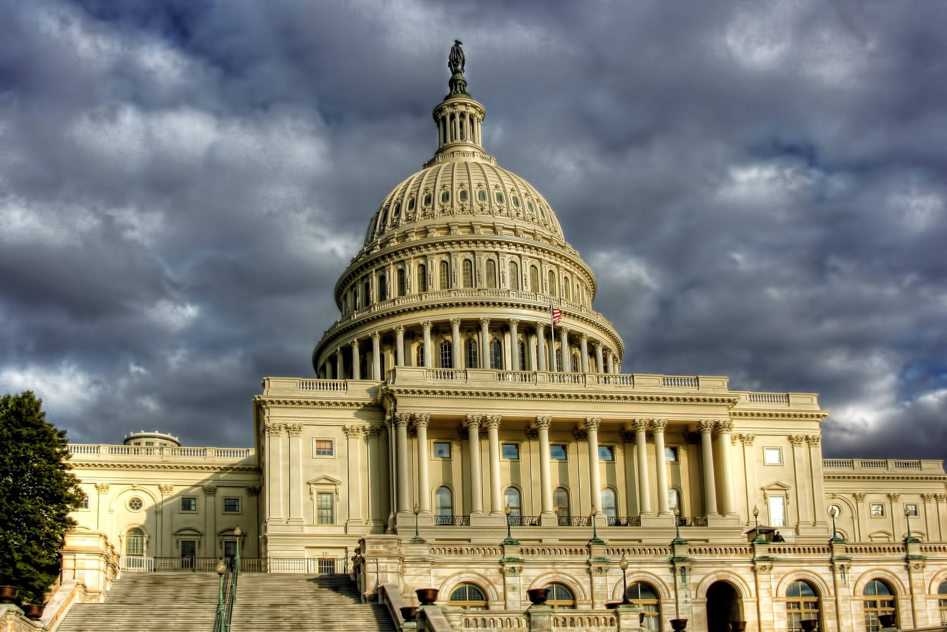 Close-up United States Capitol Gray Sky Background
