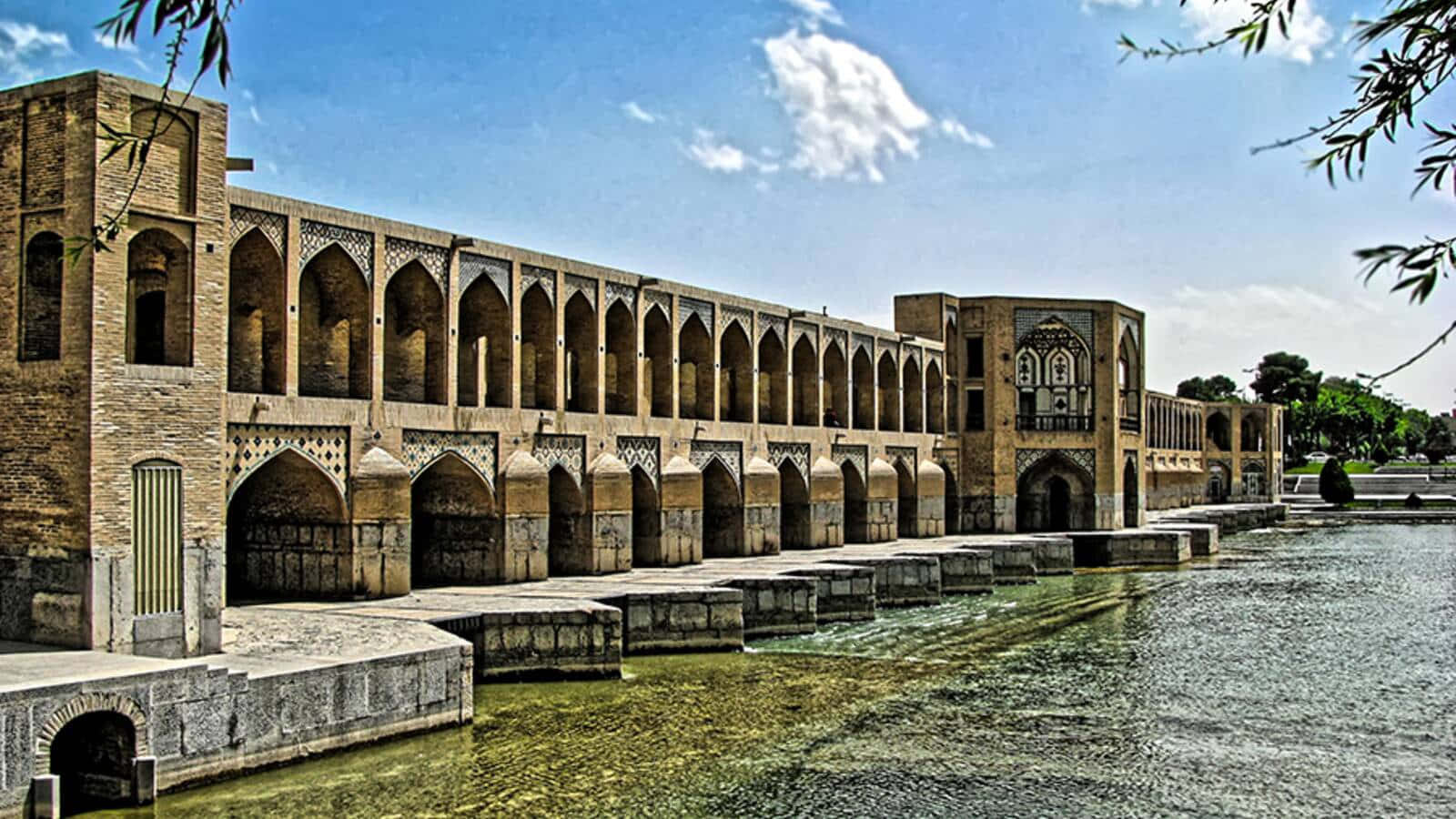 Close Up View Of Khajoo Bridge In Isfahan Wallpaper