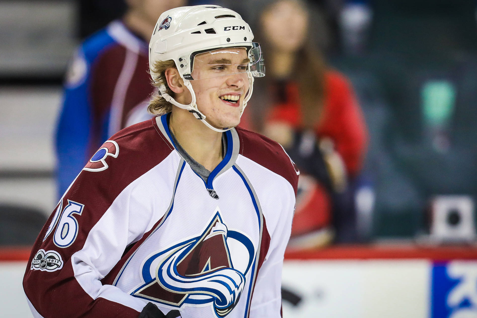 Close Up View Of Mikko Rantanen Smiling While Looking In Front Wallpaper
