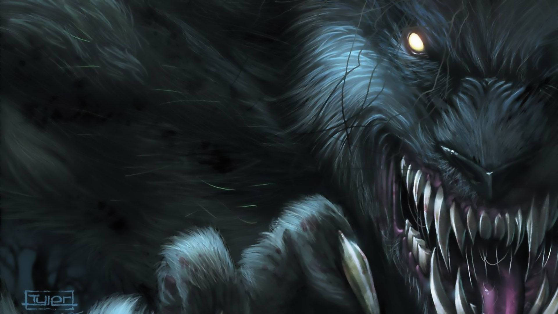 Werewolf Cartoon Artwork. Wallpaper
