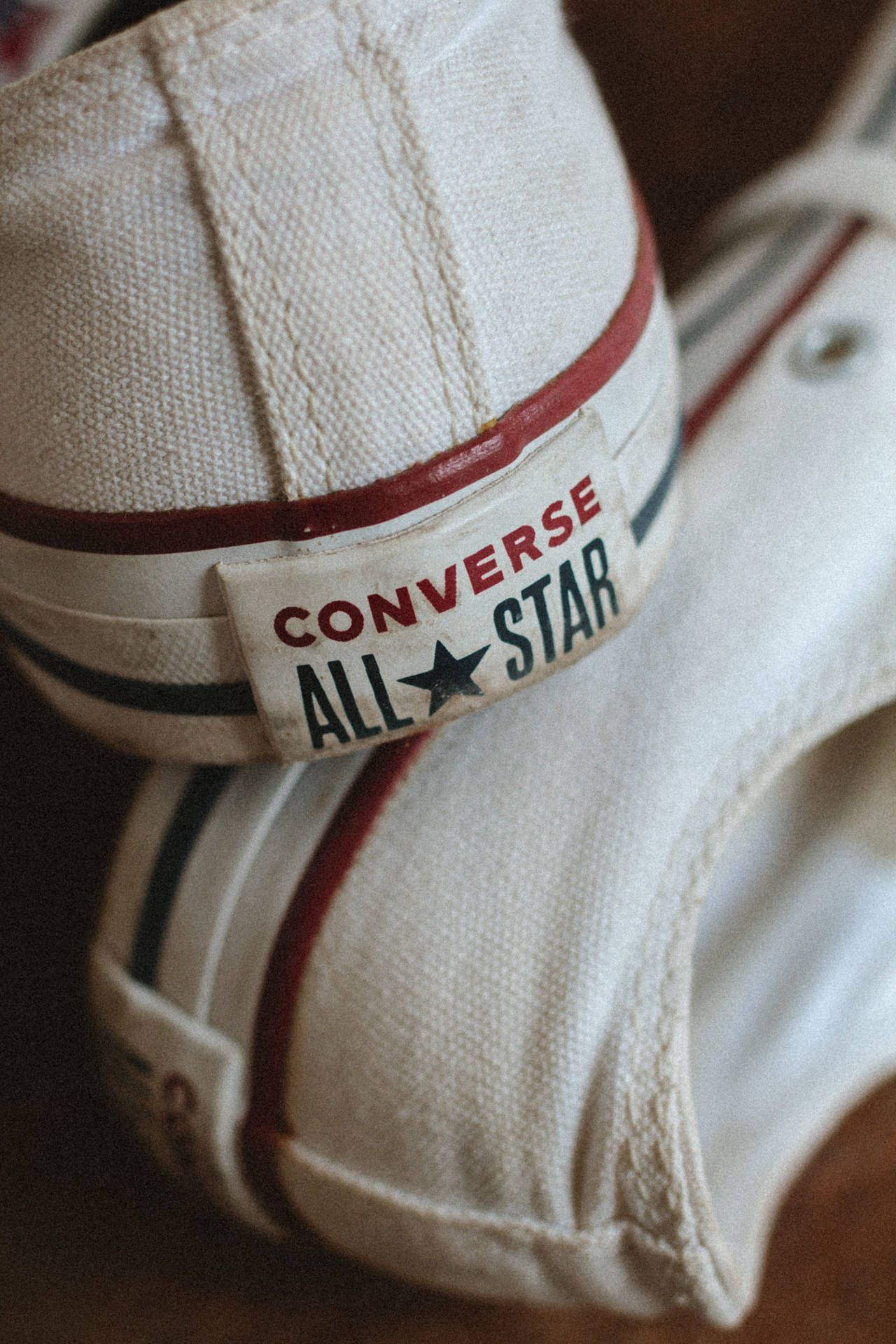 Close-Up White Converse Sneakers Wallpaper