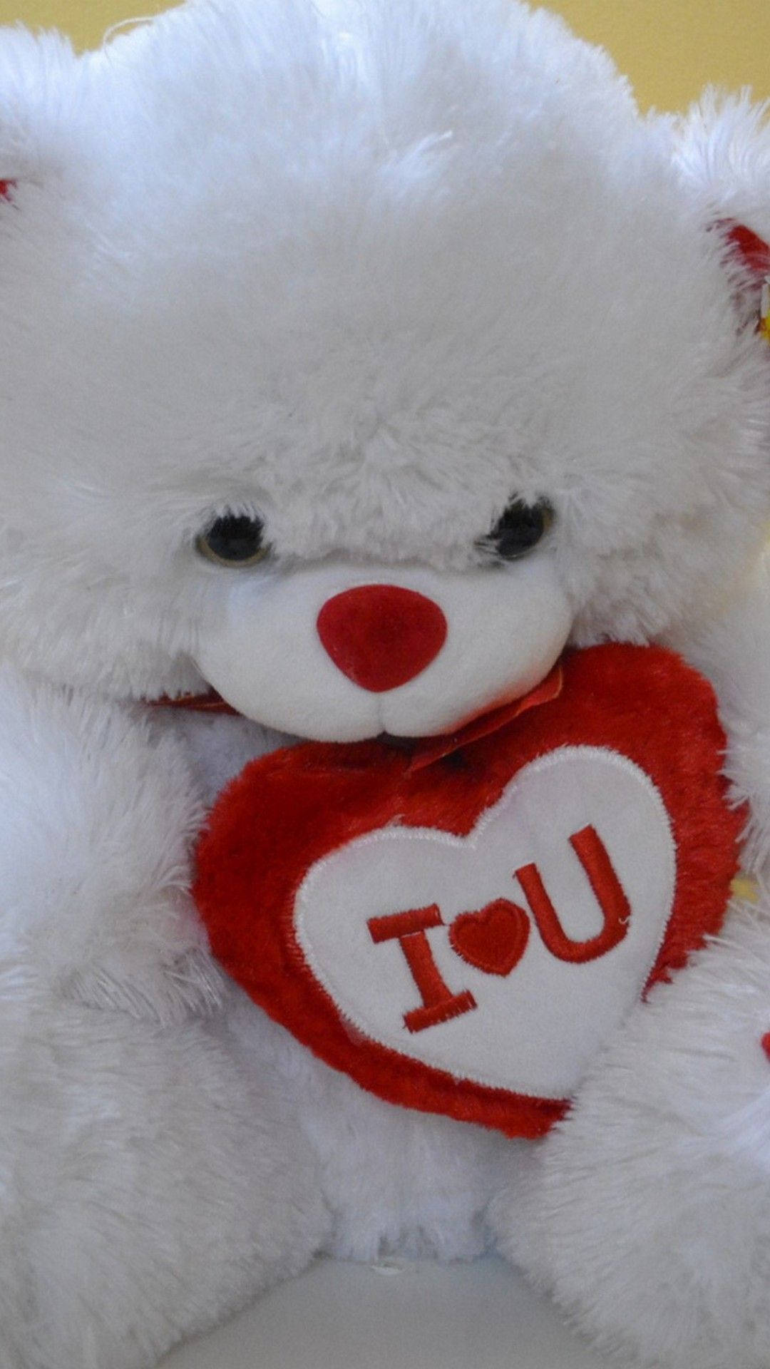 white teddy bear with heart wallpaper