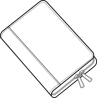 Closed Notebook Blackand White Illustration PNG