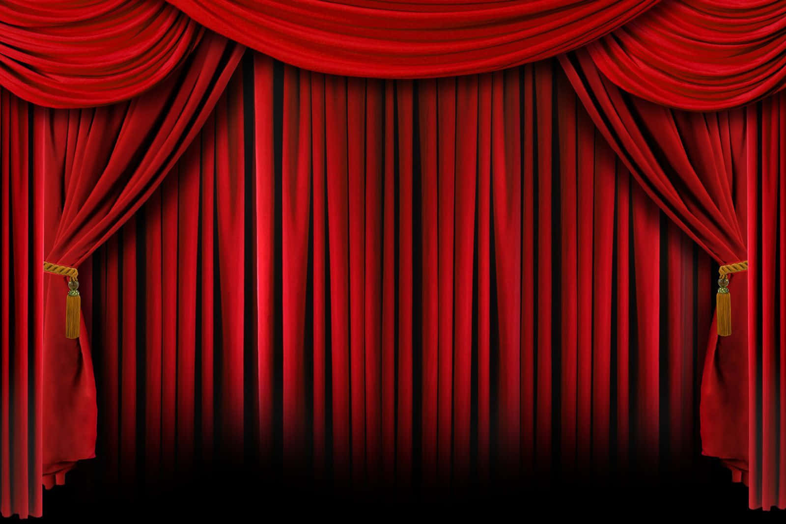 Closed Red Theater Curtains Drawing Wallpaper