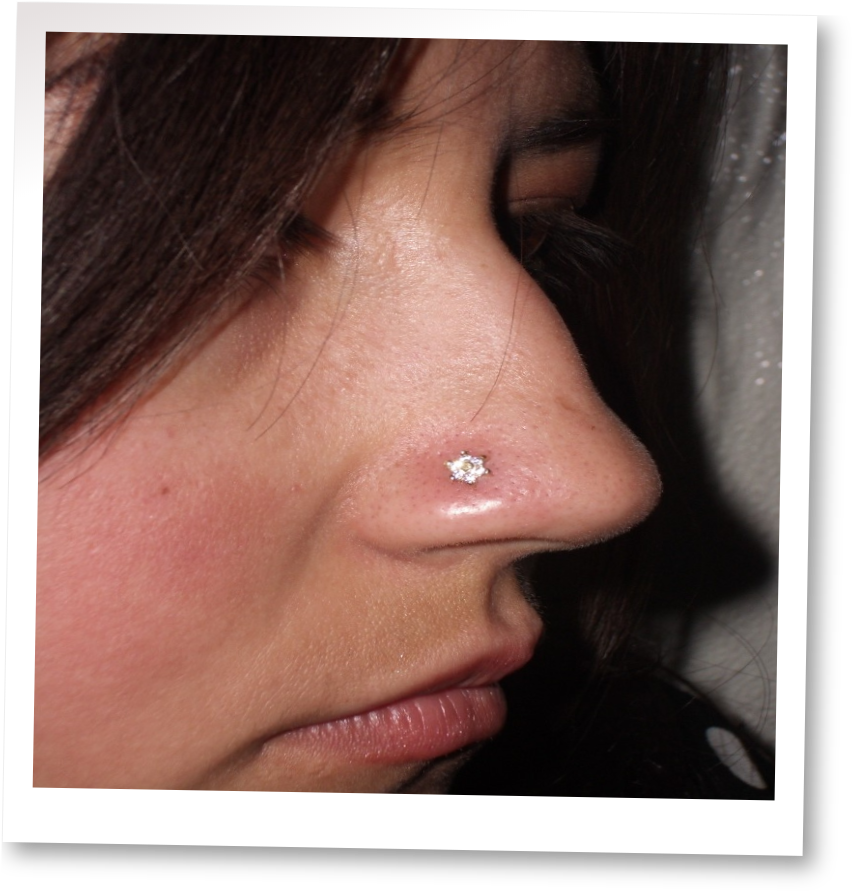 Closeup Nose Piercing Sparkling Stud PNG