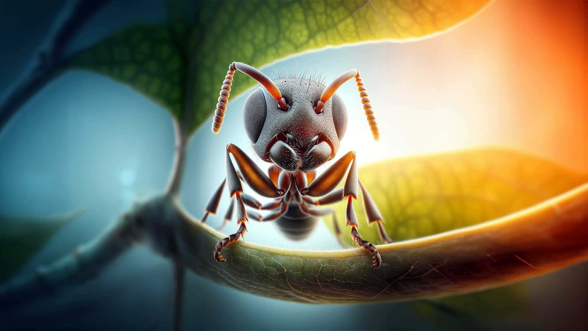 Closeup Pharaoh Ant On Leaf Wallpaper