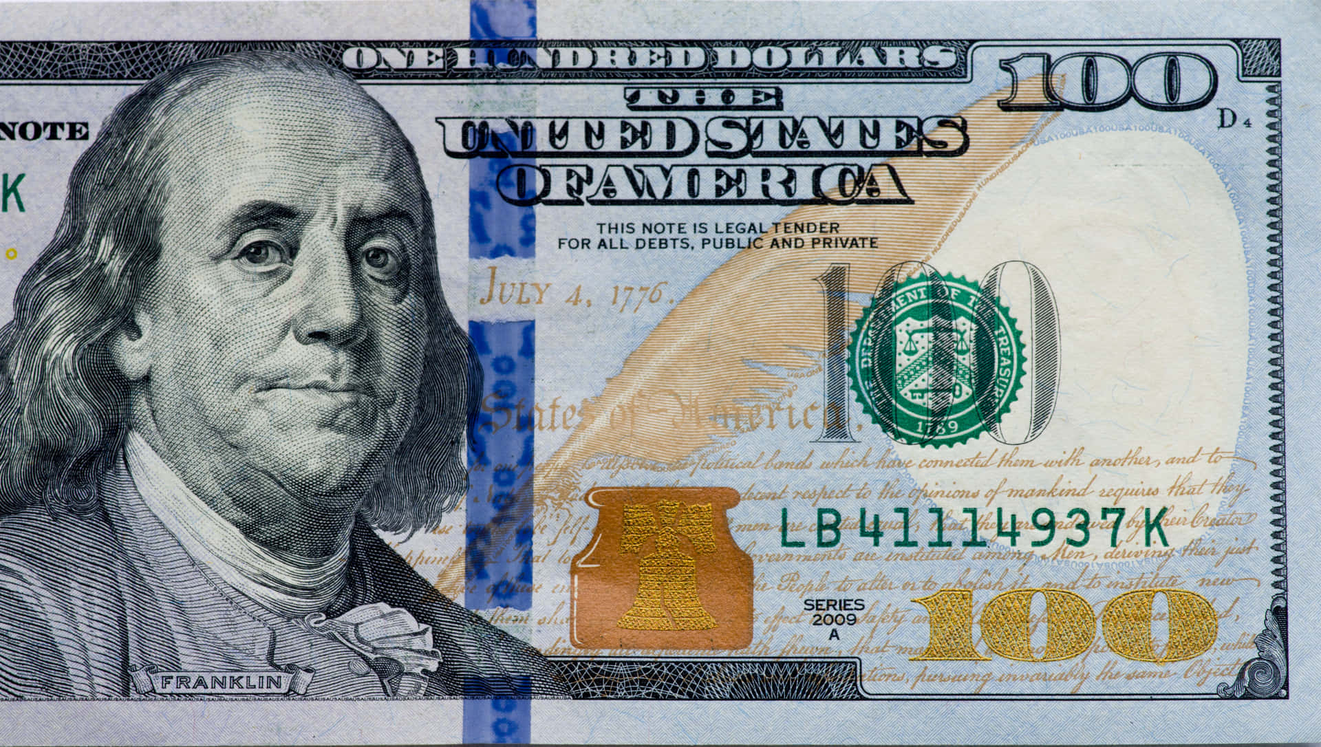 Closeup Photo Of A 100 Dollar Bill Wallpaper