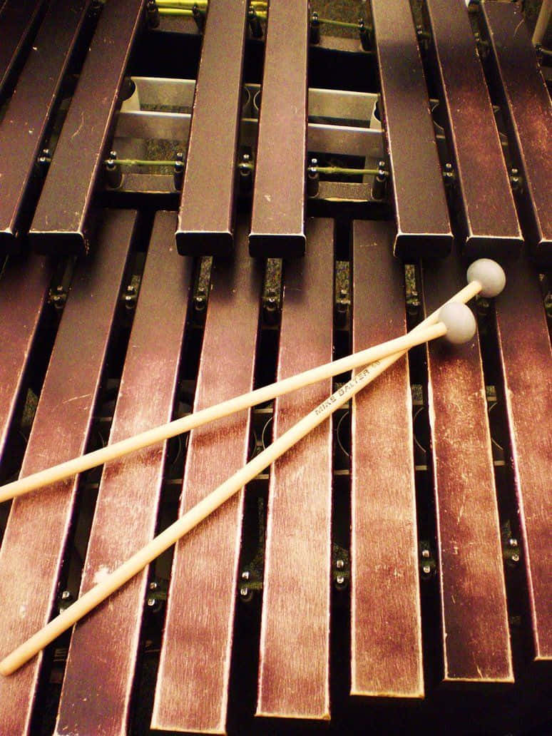 Closeup Xylophonewith Mallets Wallpaper