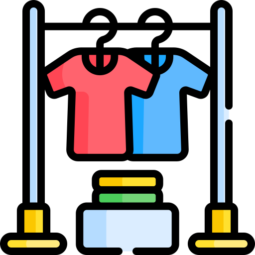 Clothing Rackand Folded Shirts Icon PNG