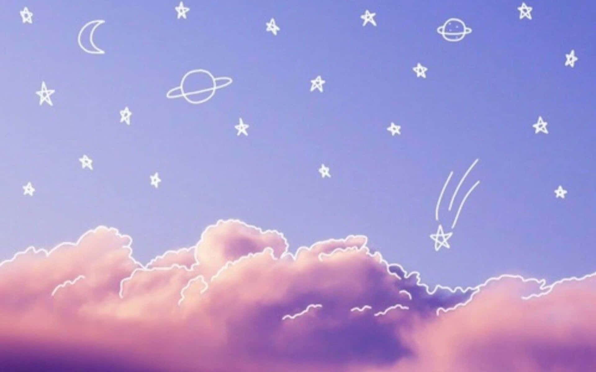 Kawaii Aesthetic And Clouds Background