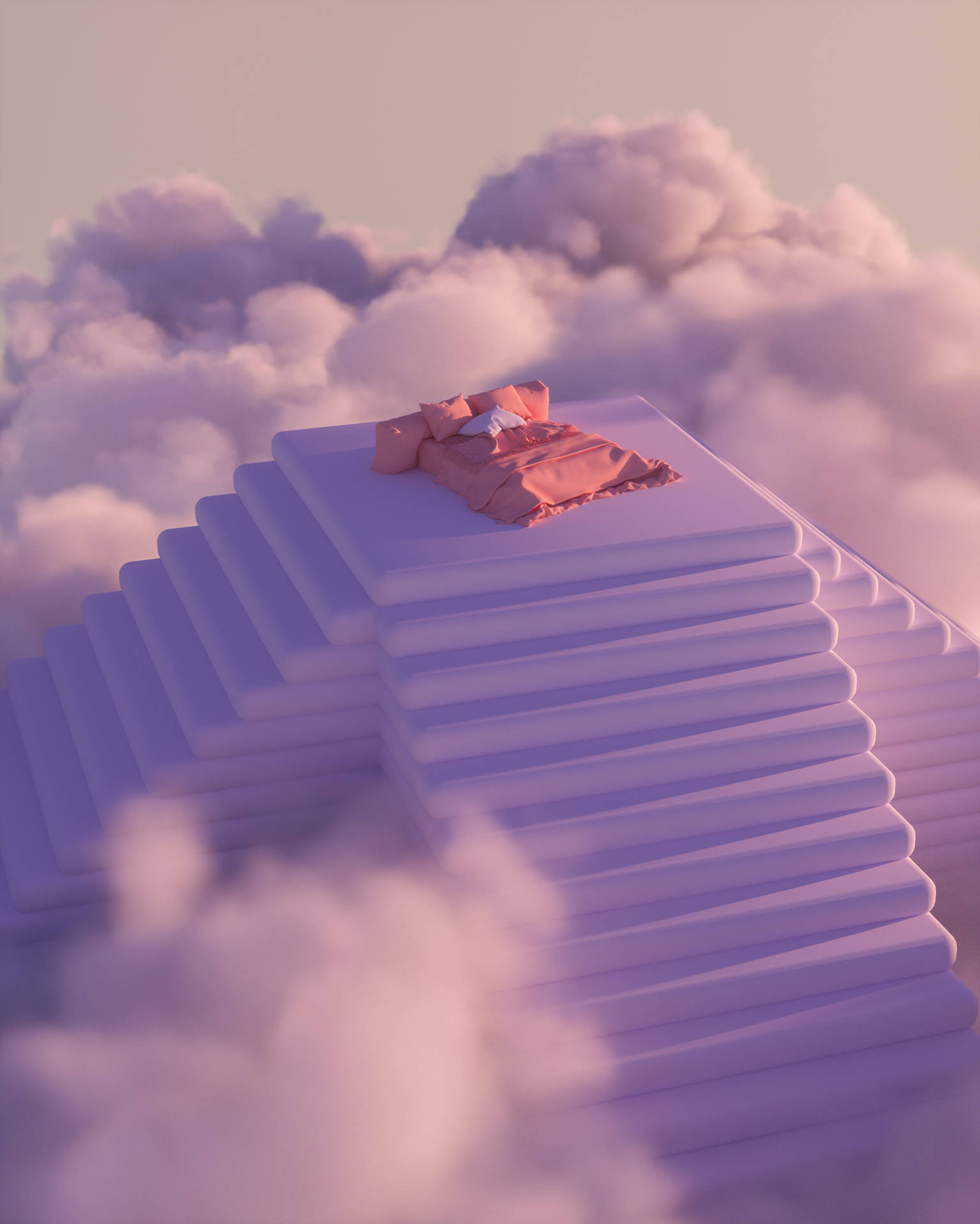 Cloud Background Bed Pyramid Wallpaper