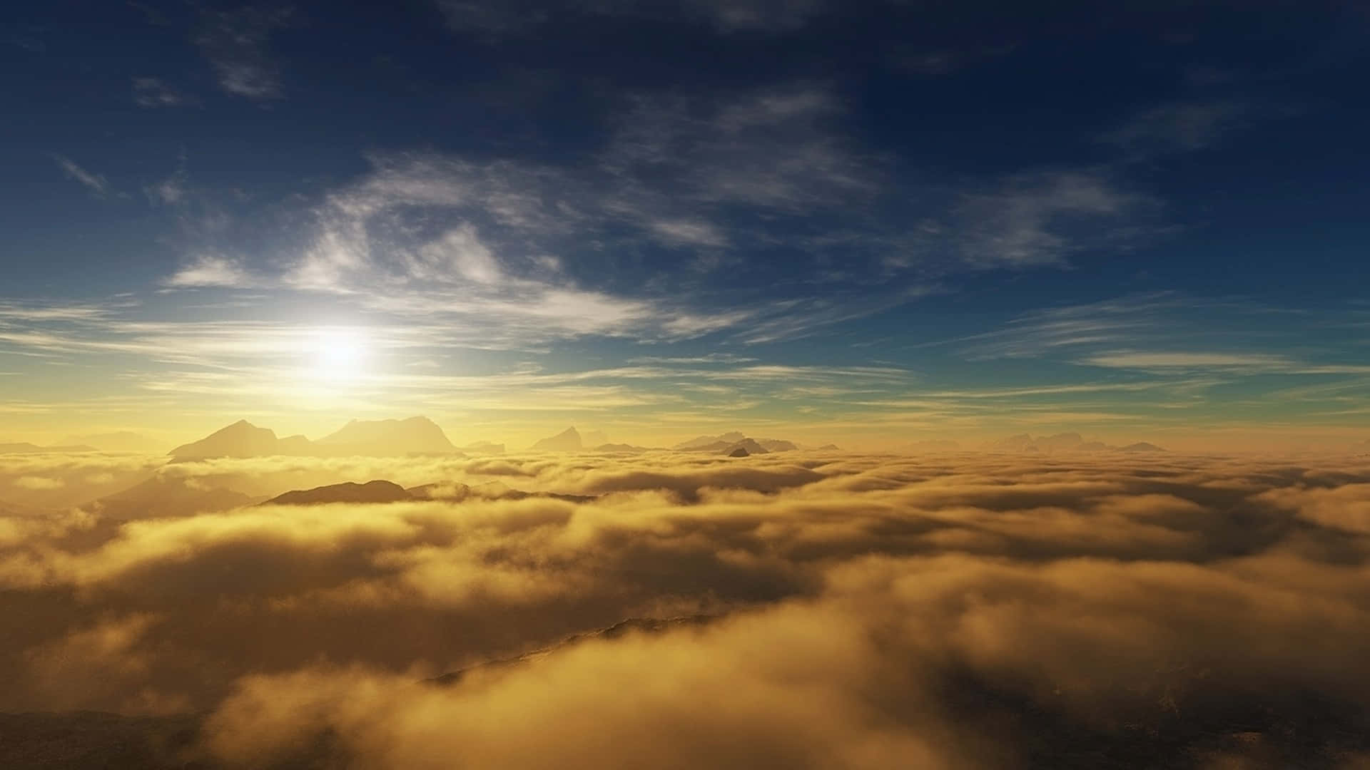 Hintergrundbildsonnenaufgang Über Dem Meer Aus Wolken