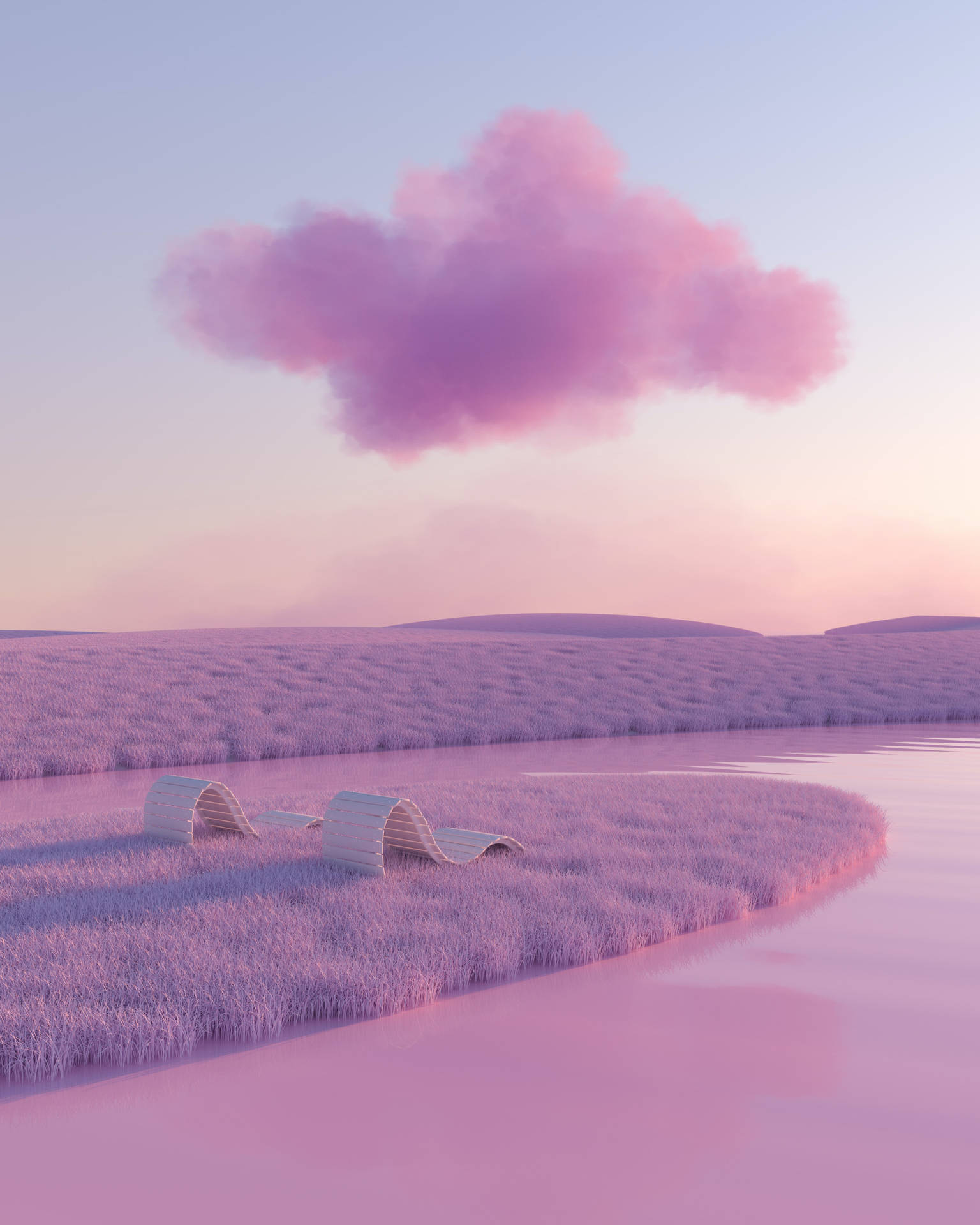Cloud Background Pink Fields Wallpaper
