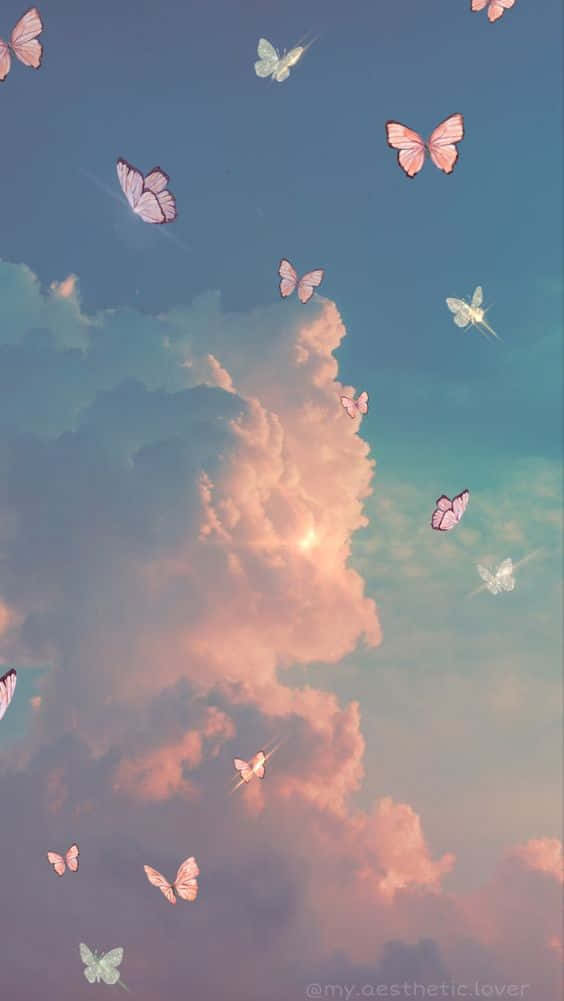 Ideasde Imágenes De Perfil De Tiktok Con Mariposas En Las Nubes. Fondo de pantalla