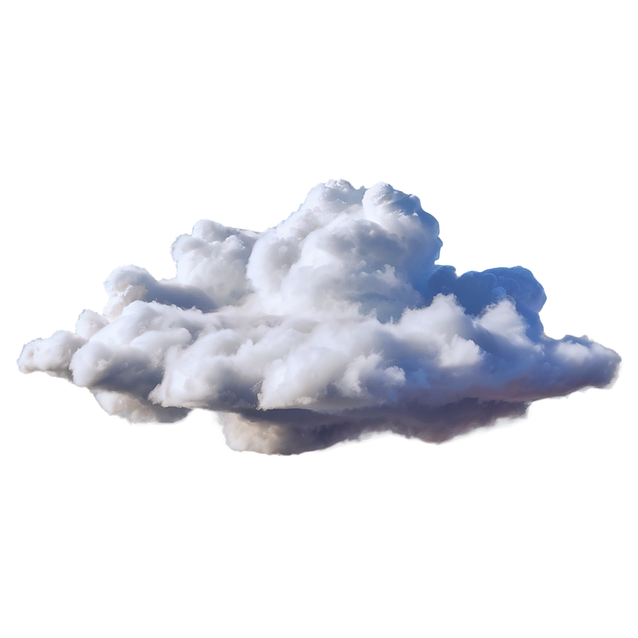 Awan putih berbulu dengan bayangan biru dan ungu melayang di langit lavender pucat.
