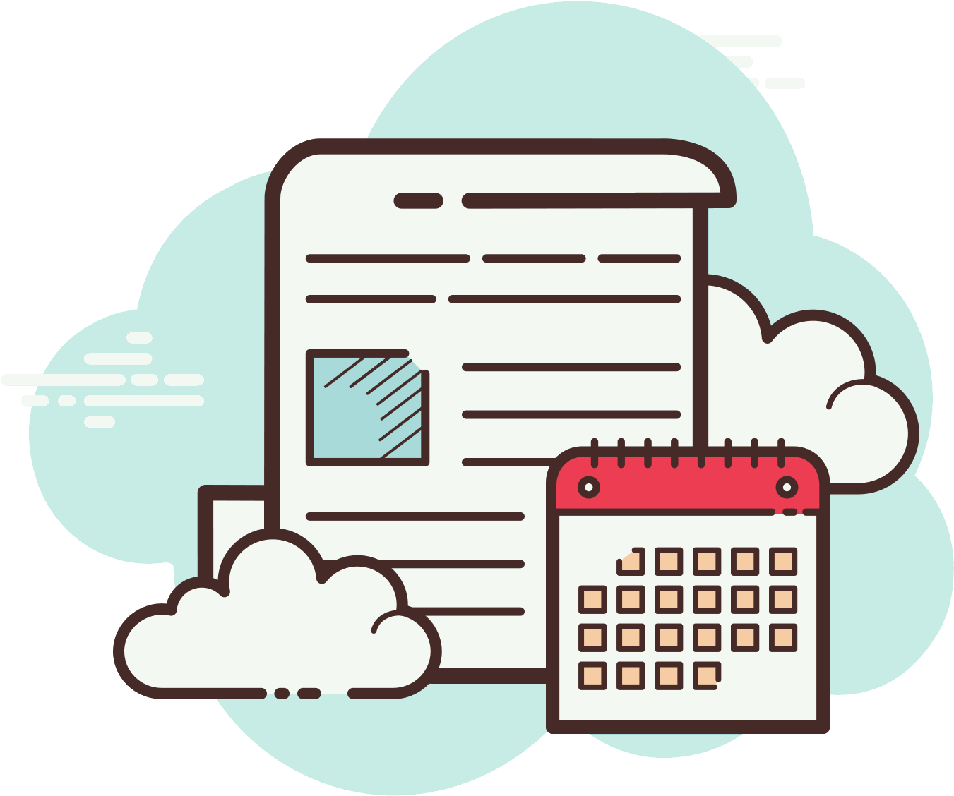 Cloud Document Calendar Illustration PNG