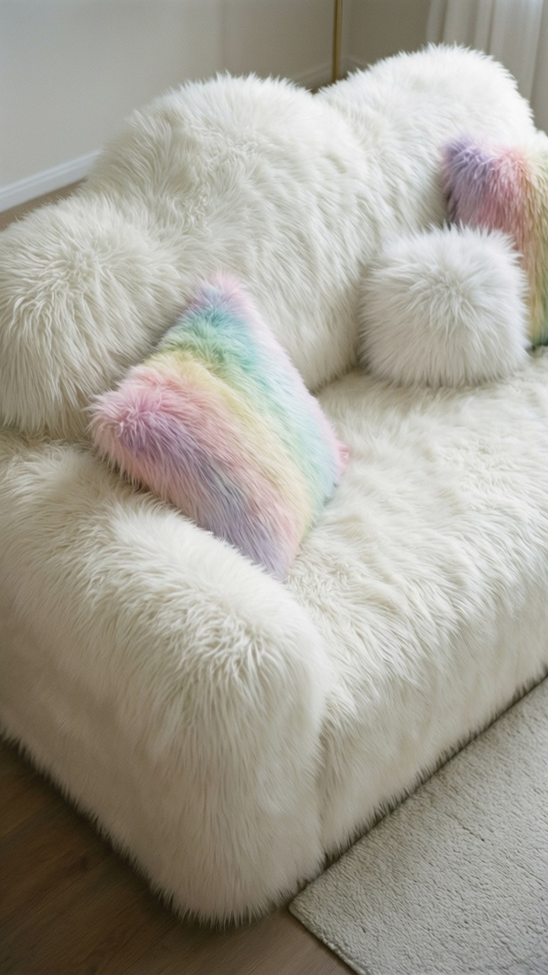 Cloud Fur Rainbow Sofa Wallpaper