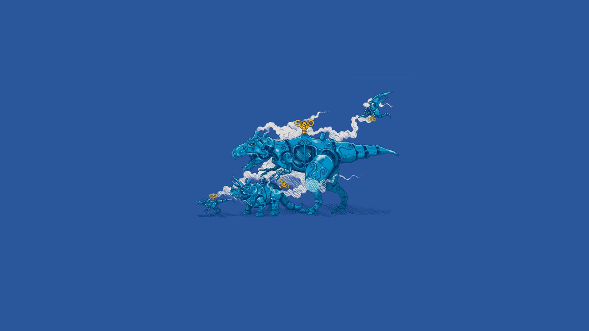 Cloud Mech Dinosaur Illustration Wallpaper