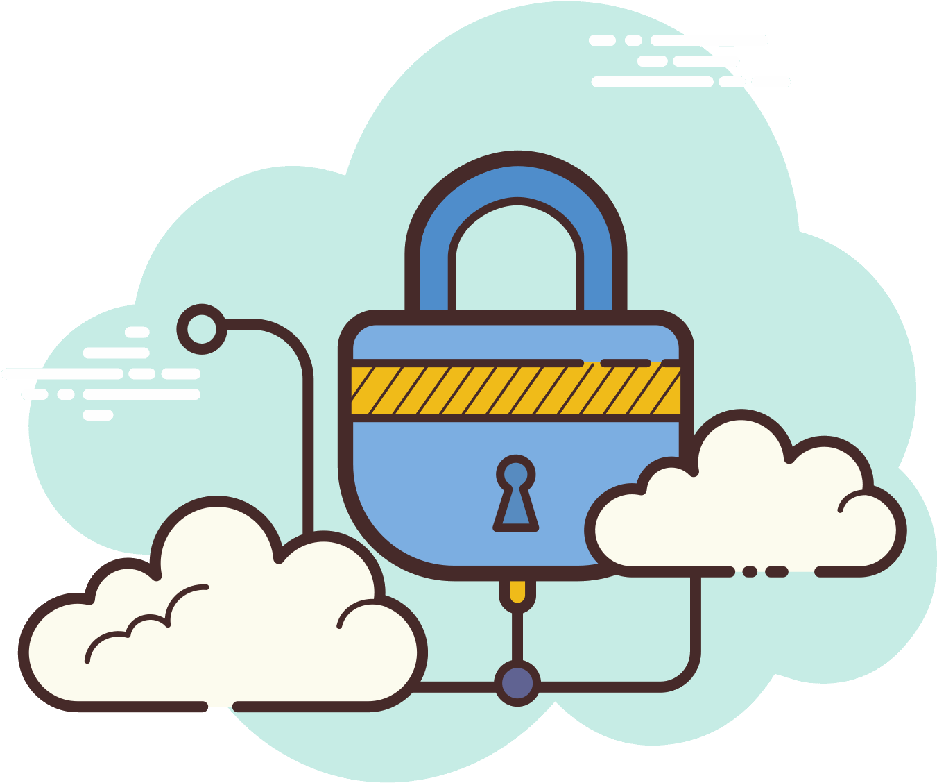 Cloud Security Padlock Illustration PNG