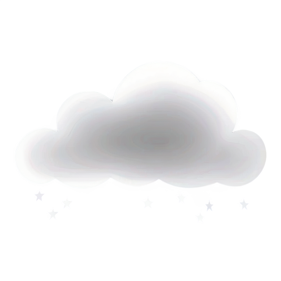 cloud vector d PNG — A soft glowing white cloud shape with embedded star lights against a light gray background.