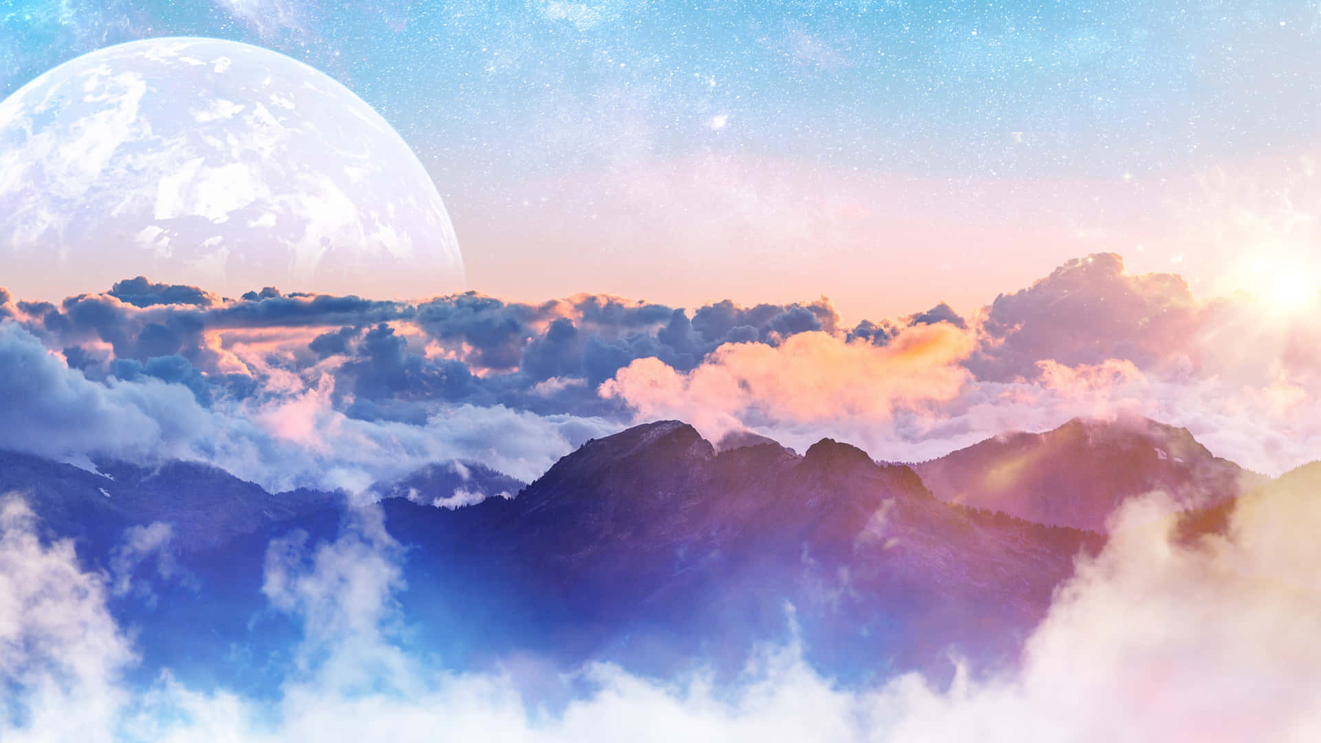 Clouds 4k Colorful Sky Mountain Wallpaper