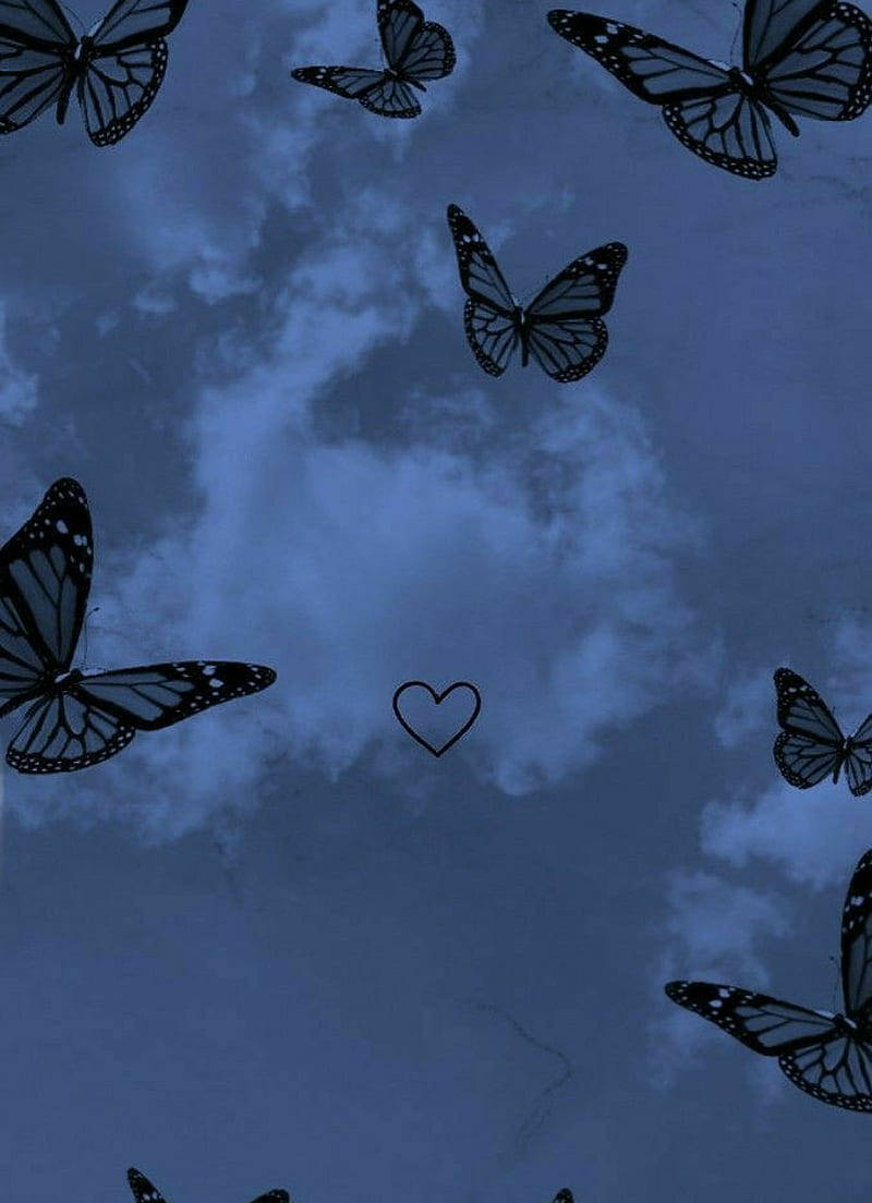 Clouds And Butterflies Pretty Aesthetic Wallpaper