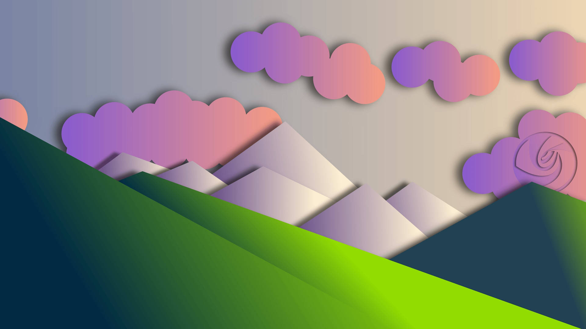 Clouds And Mountains Material Design Wallpaper