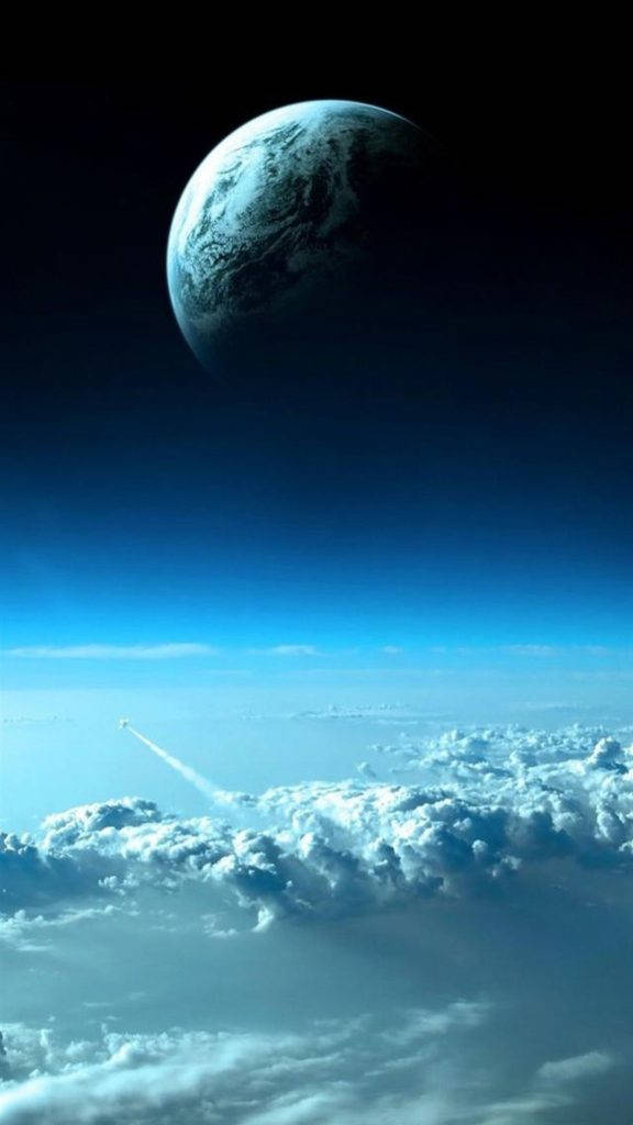 Clouds And Planet Space Iphone Wallpaper