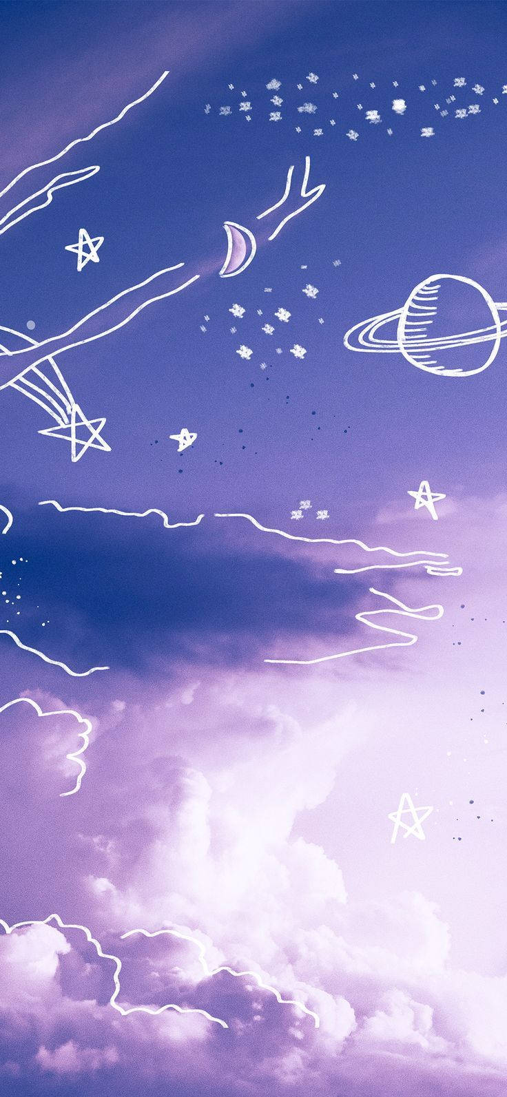Clouds And Planets Pastel Purple Tumblr Wallpaper