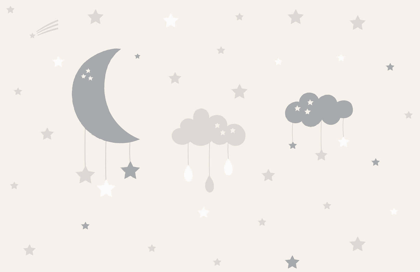 Gray Moon Stars And Clouds Background