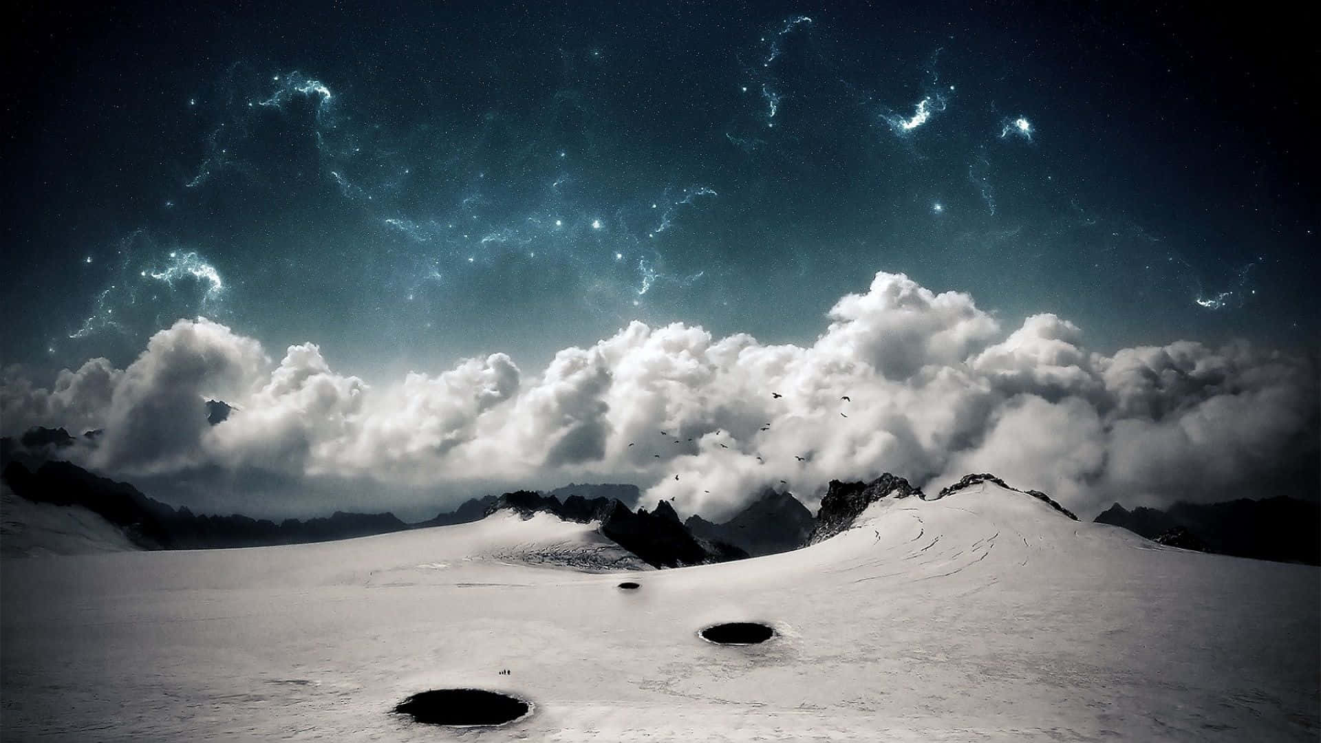 Fondode Pantalla: Vista De Las Nubes Desde La Cima De La Montaña.