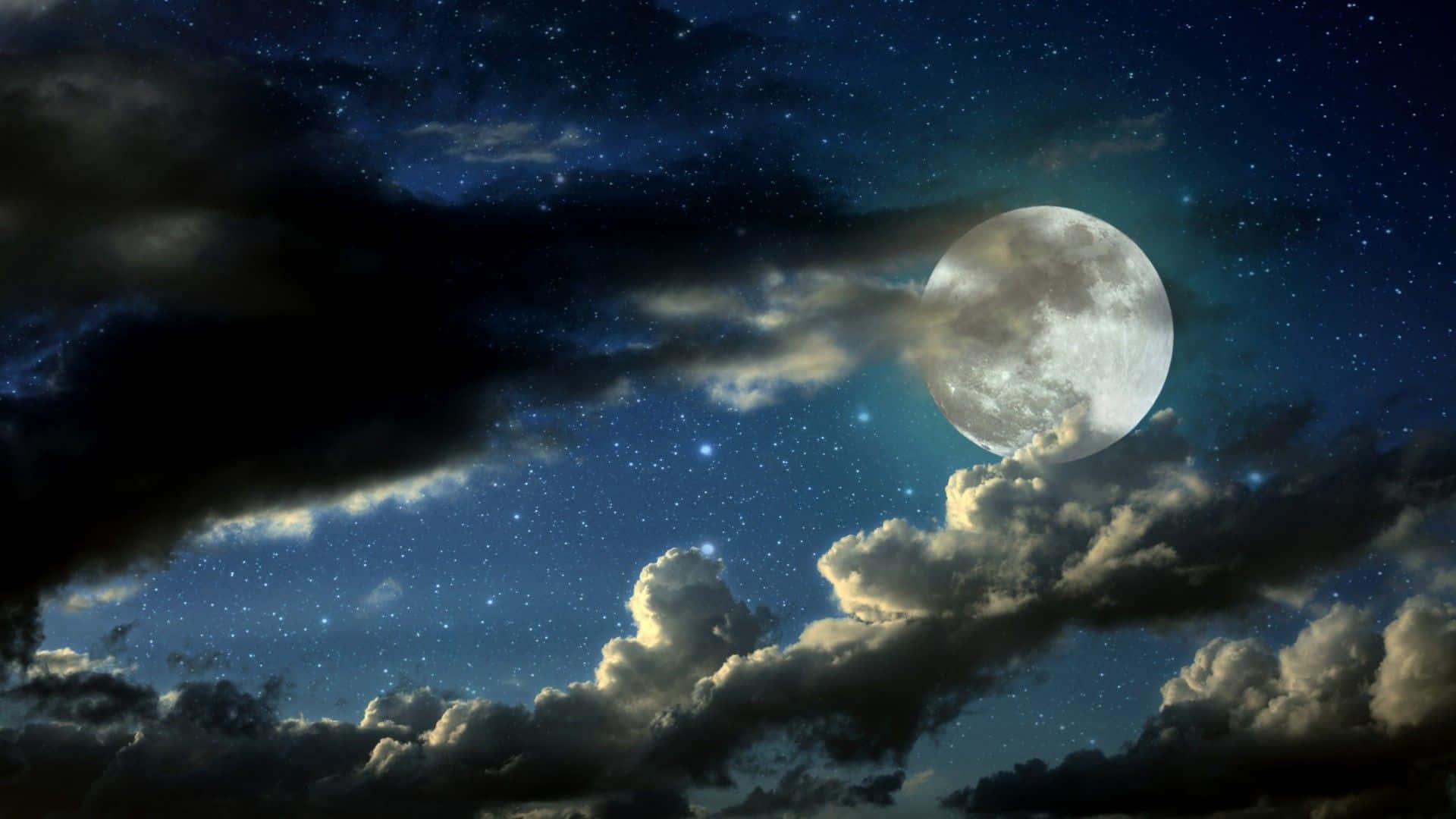 Moon Behind The Clouds Background