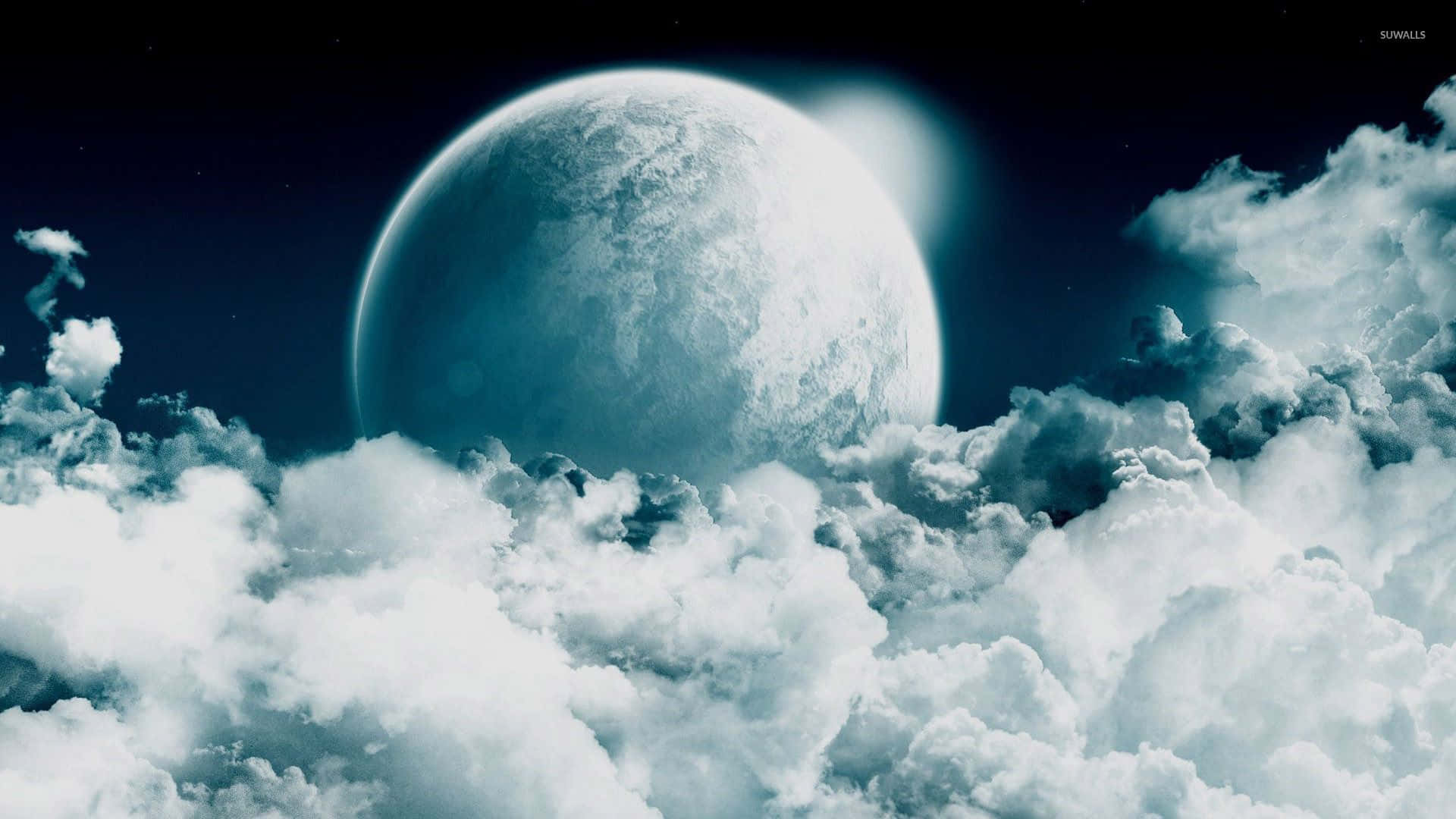 Celestial Moon And Thick Clouds Background
