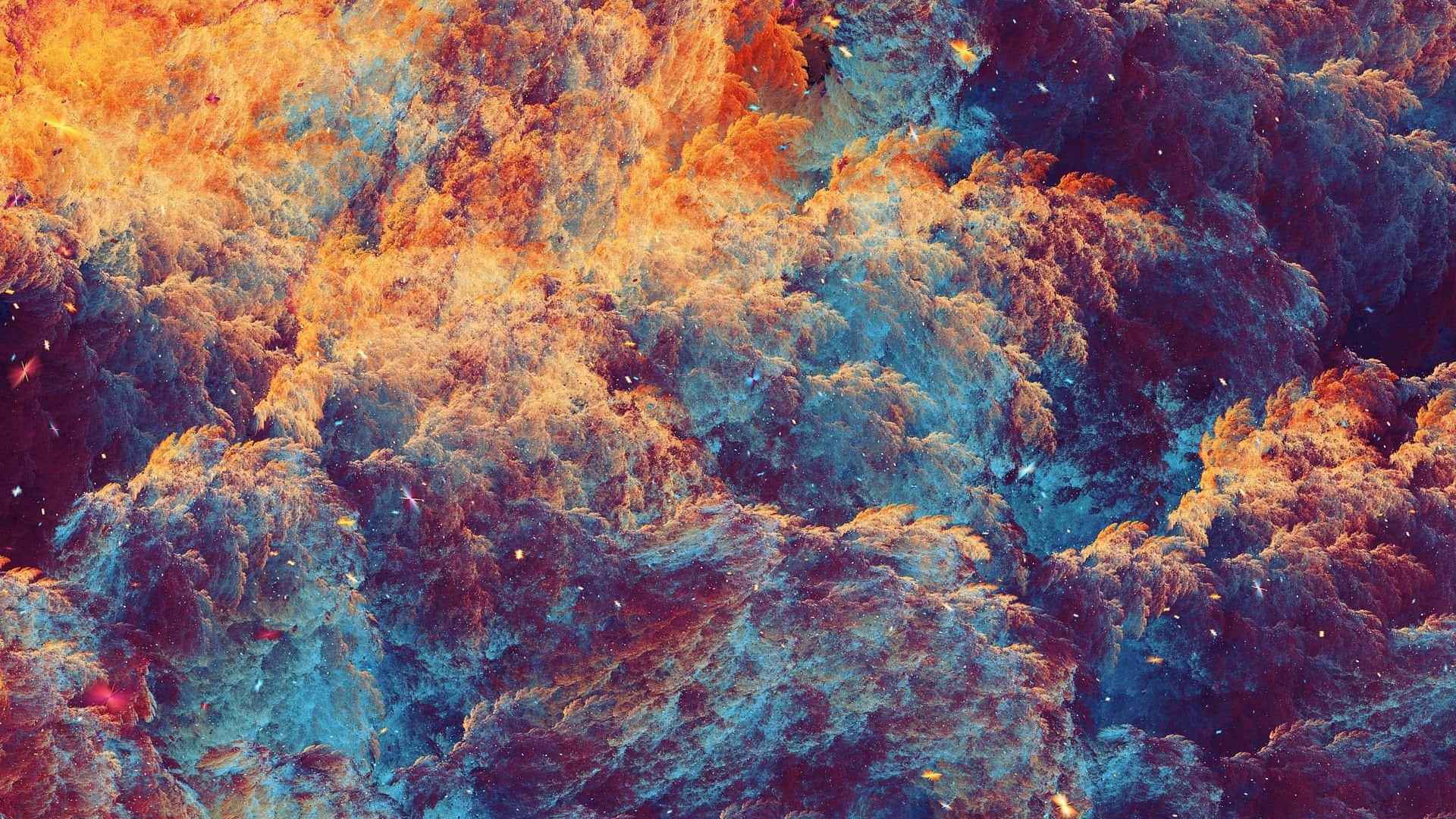 Orangerød Blå Nebula Skyer Baggrund.