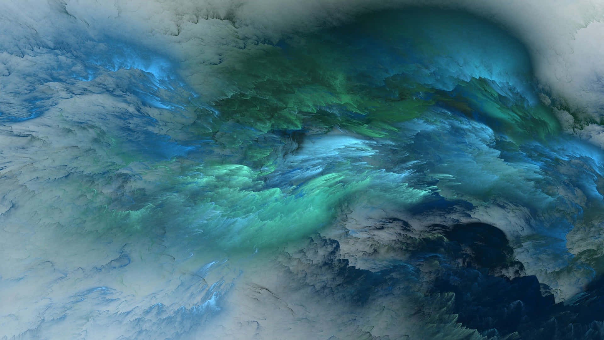 Swirling Thick Blue Green Clouds Background