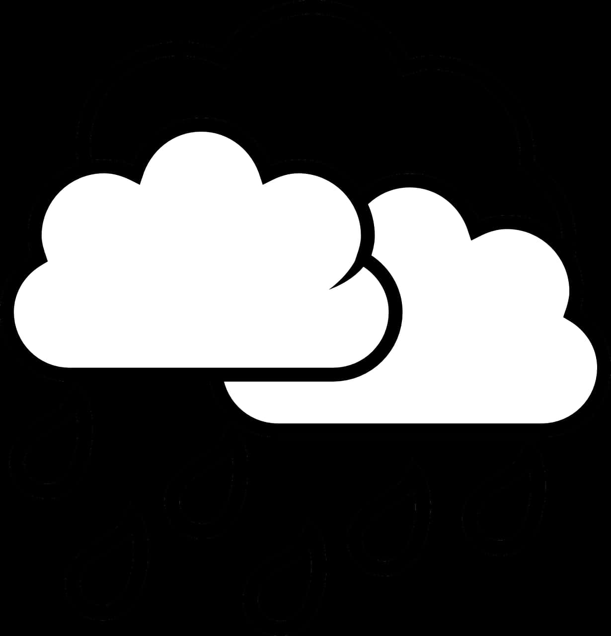 Clouds Icon Simple Black Background PNG