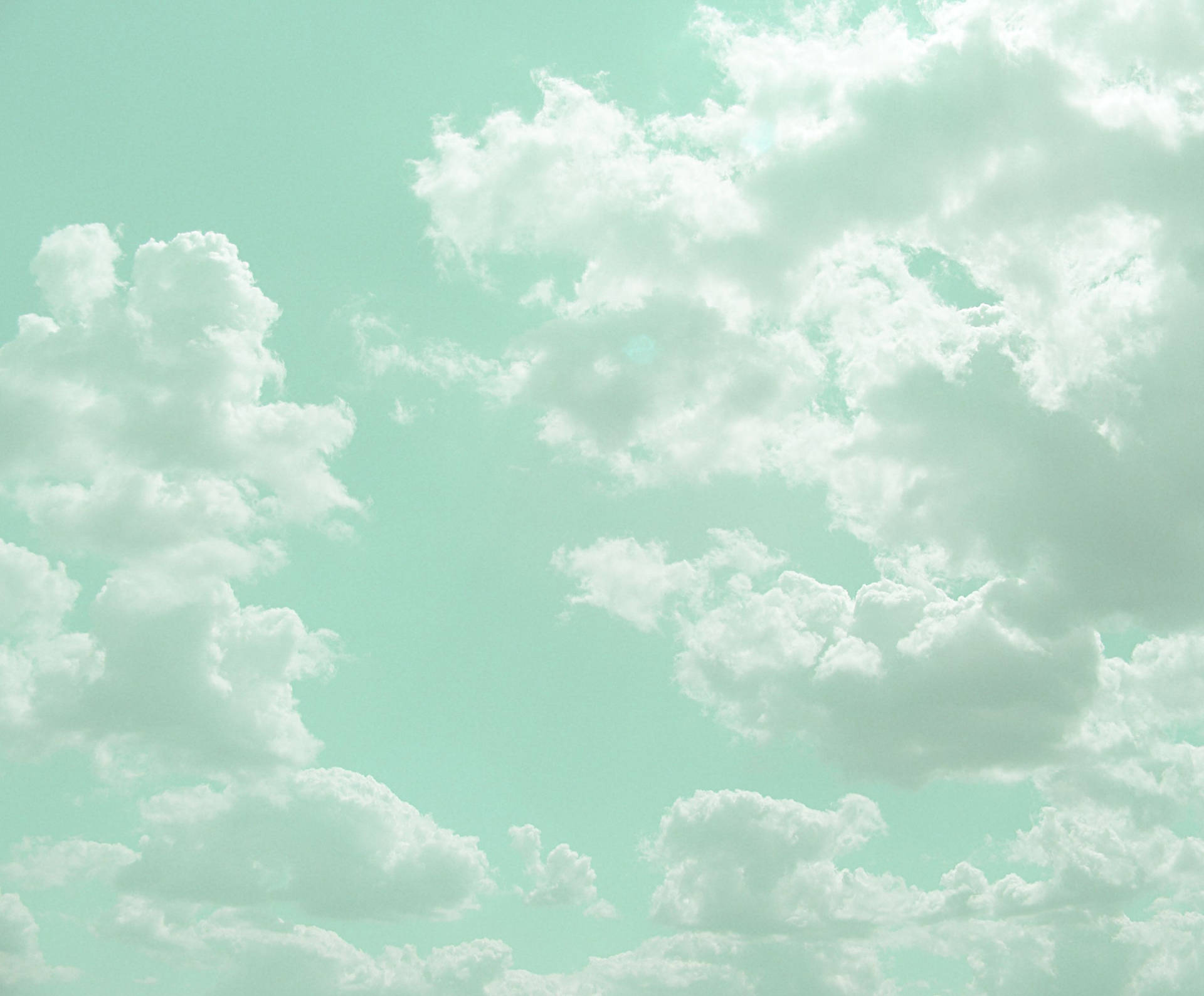 Clouds Pastel Green Wallpaper