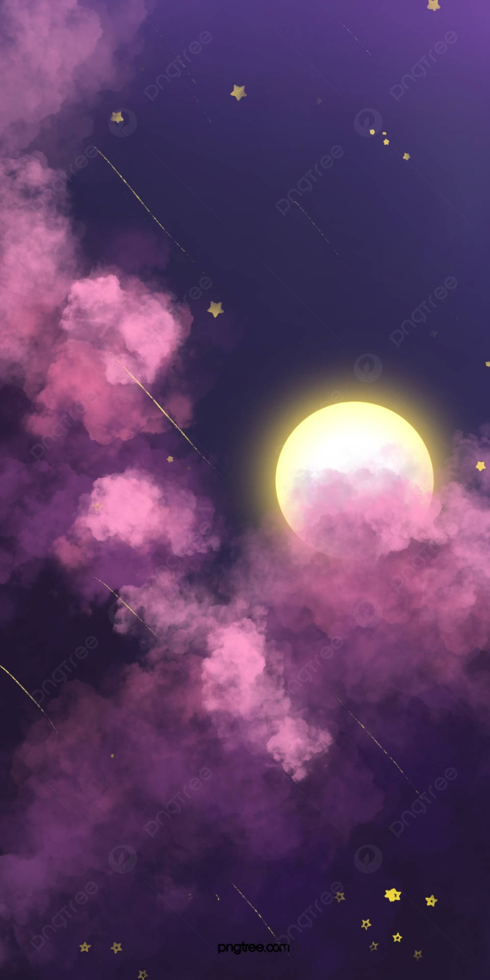 A Pink And Purple Sky With Stars And Clouds Wallpaper