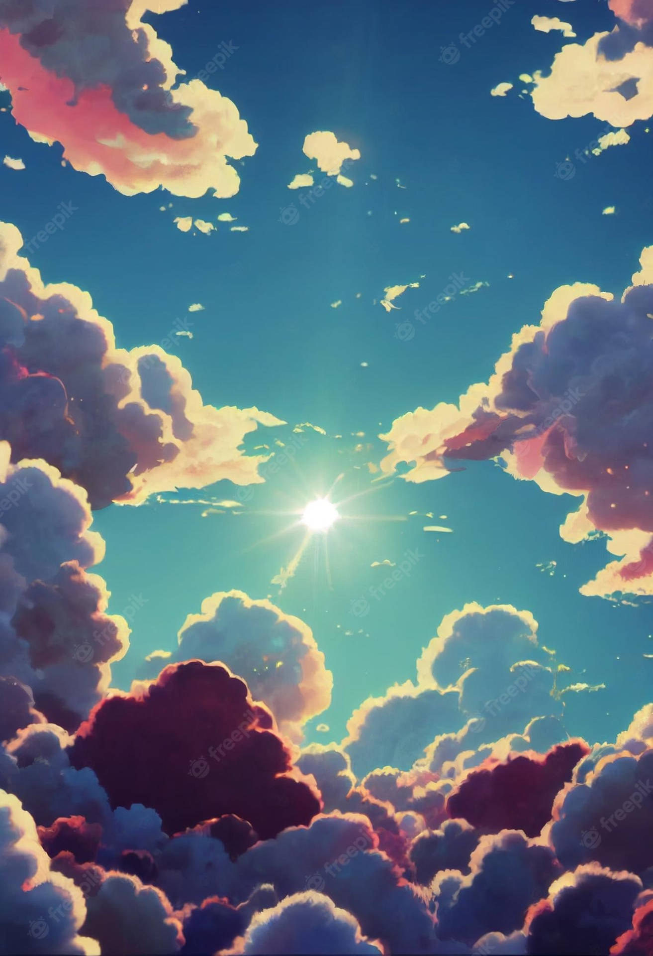 Nuvensno Céu Com Sol. Papel de Parede
